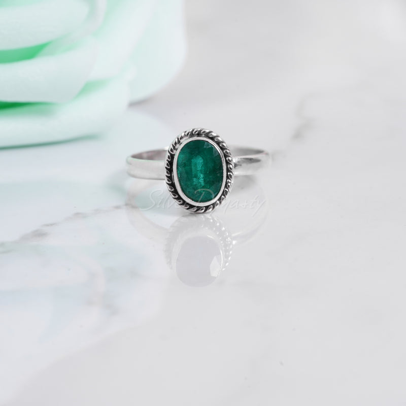Mens Solid Fashion Design Zircon Emerald 925 Sterling Silver Ring Gift For  Him | eBay